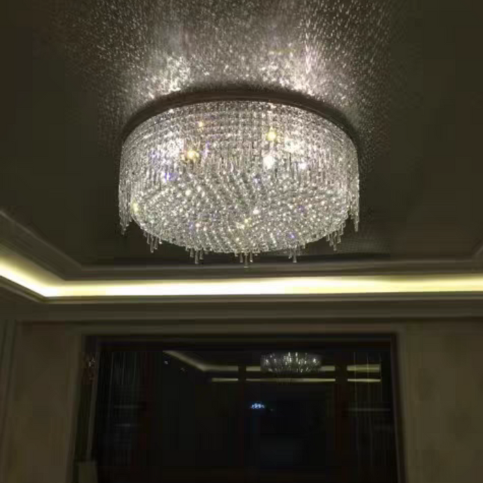 Lámpara de araña de cristal redonda de montaje empotrado de lujo con luz minimalista