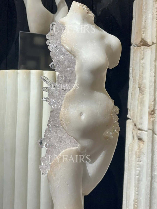 Escultura de Torso Femenino Clásico Belleza Fragmentada para Mesa