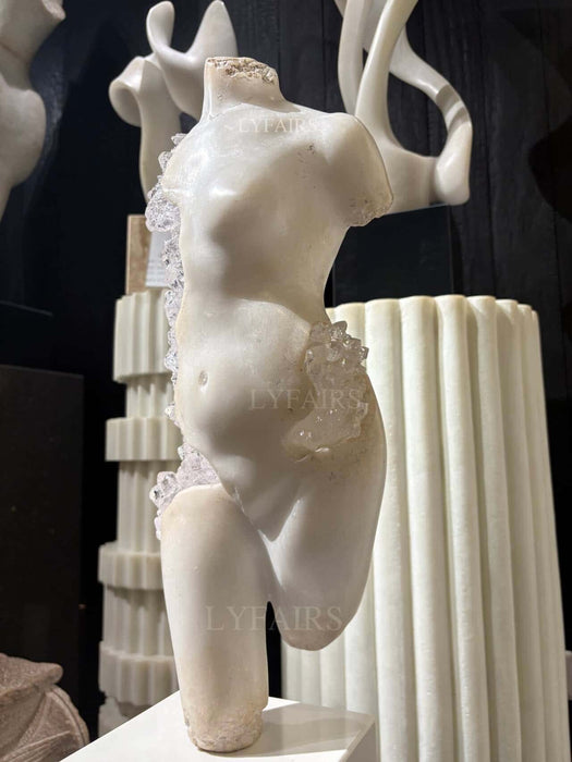 Escultura de Torso Femenino Clásico Belleza Fragmentada para Mesa