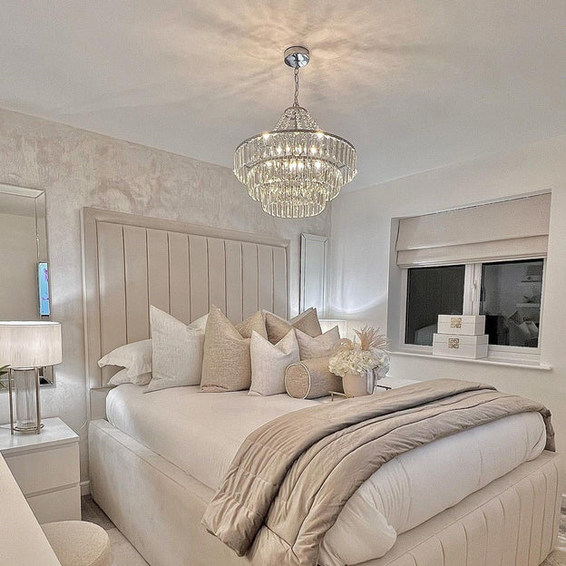 Light Luxury Round Tiered Crystal Chandelier for Living Room/Bedroom