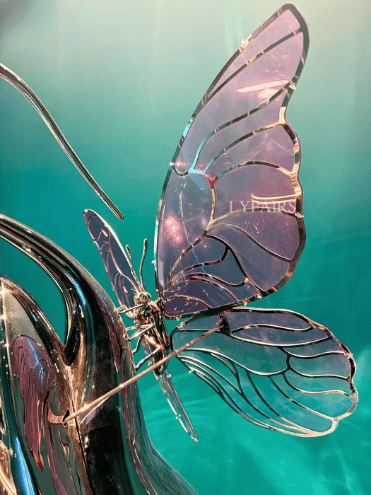 Modern Stainless Steel Butterfly-Shaped Sculpture