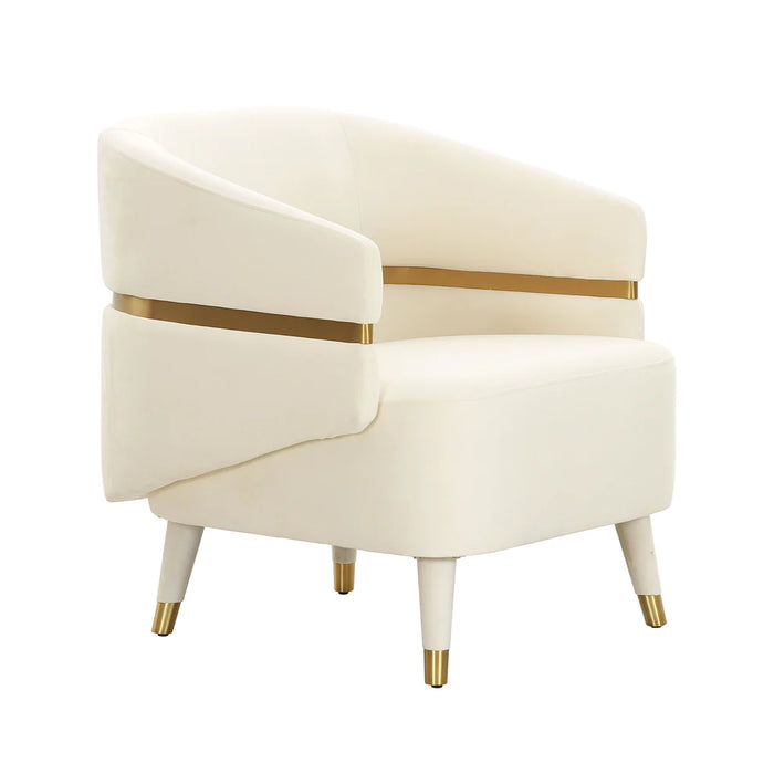 Luxury Style Cream Velvet Accent Sofa Chair