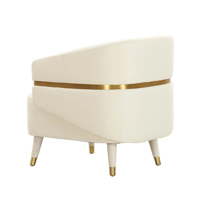 Luxury Style Cream Velvet Accent Sofa Chair