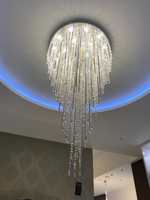 Modern Light Luxury Crystal Tassel Chandelier for Staircase/Living Room