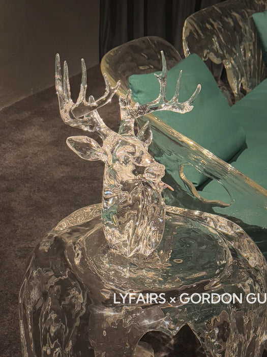 LYFAIRS x GORDON GU Transparent Crystal Deer Sculpture Table Decor