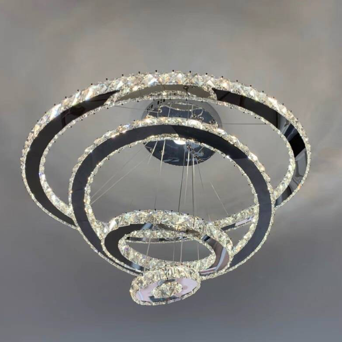 Lampadario di cristallo leggero di lusso a 5/6/7 anelli per scale/atrio/villa 