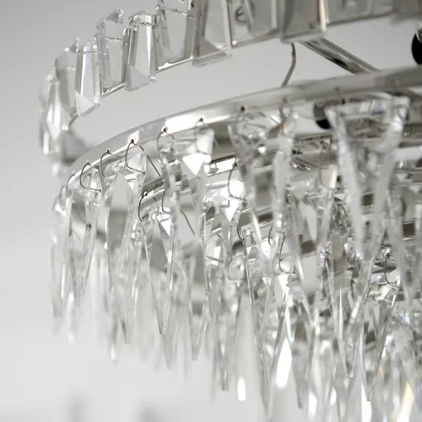 Light Luxury Flush Mount Icicle Crystal Chandelier for Living Room/Bedroom