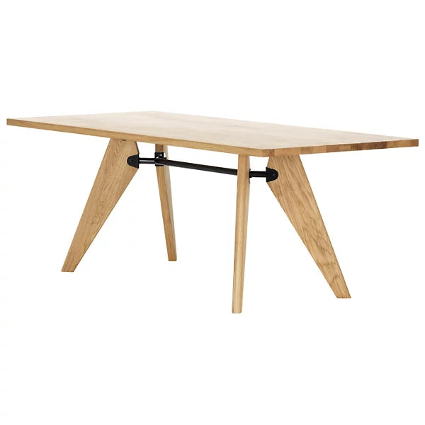 Rectangular Oak Dining/Office Table With Wedge-shaped Legs