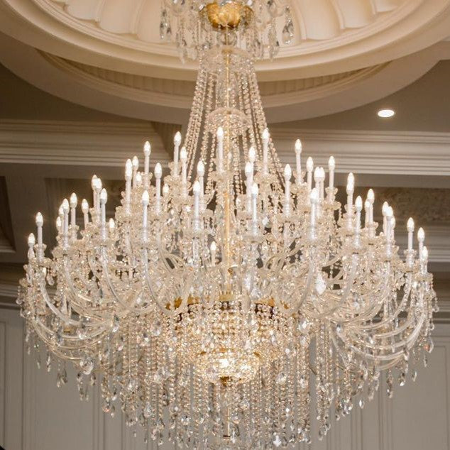 Lampadario di cristallo tradizionale classico extra large 60/72/90 luci per hotel/showroom/foyer/sala matrimoni/caffetteria