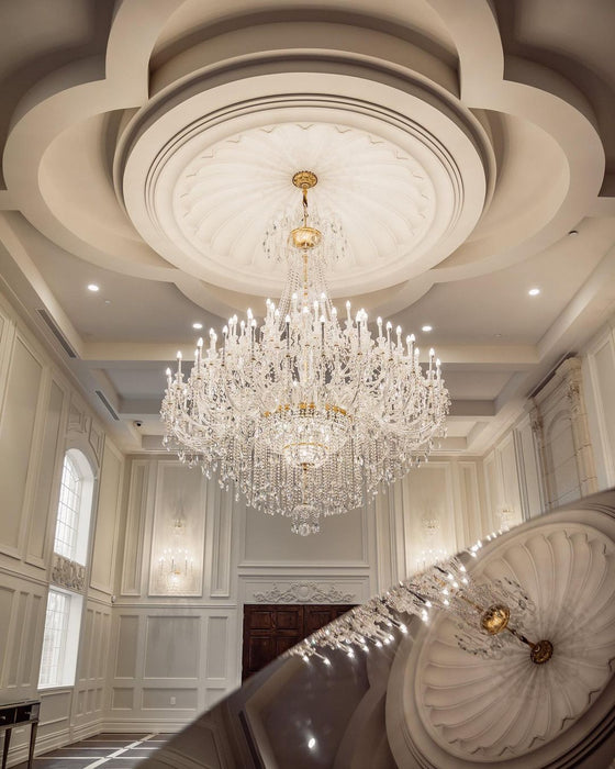 Lámpara de araña de cristal tradicional clásica extragrande, 60/72/90 luces para hotel/sala de exposición/vestíbulo/salón de bodas/cafetería