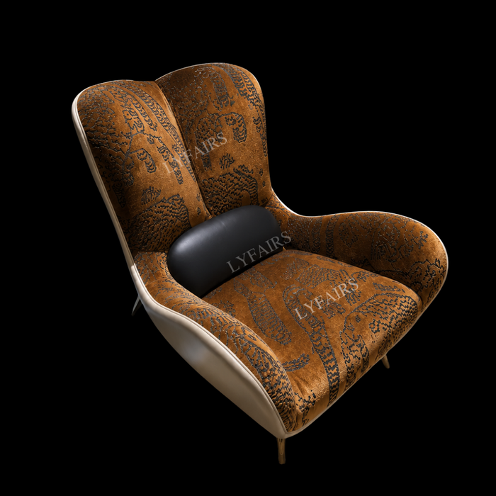 Vintage Tiger Print Curved Leisure Sofa Chair
