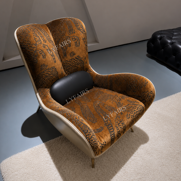 Vintage Tiger Print Curved Leisure Sofa Chair