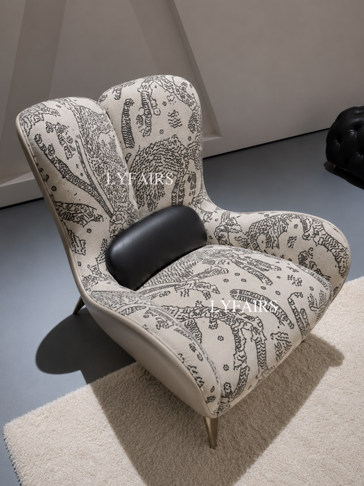 Vintage Tiger Print Curved Leisure Sofa Chair