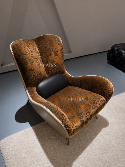 Vintage Tiger Print Curved Leisure Sofa Chair