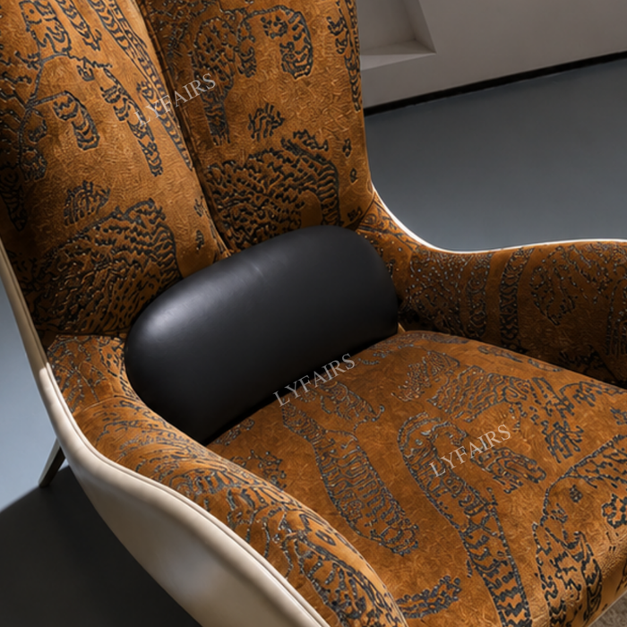 Vintage Tiger Print Curved Leisure Sofa Chair