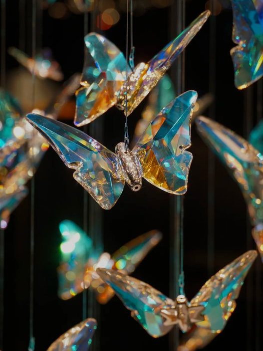 Luxury Cascading Iridescent Butterfly K9 Crystal Art Chandelier