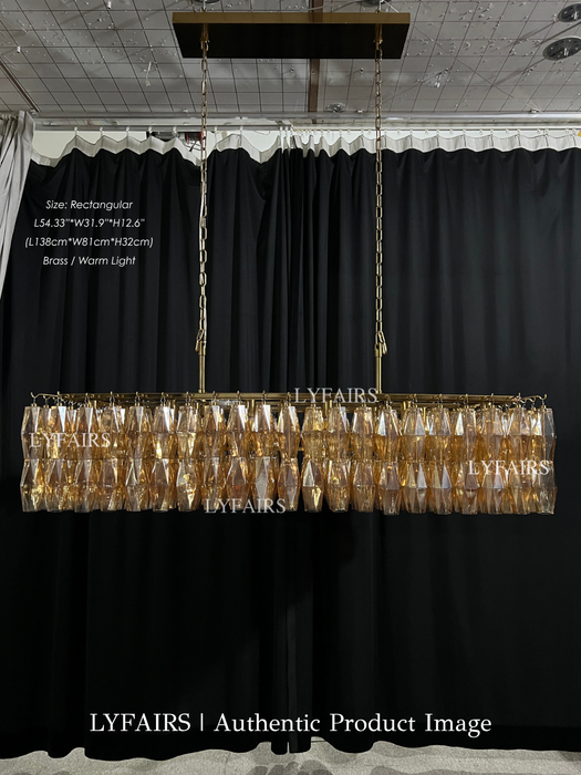 Modern Round/Rectangular/Funnel Smoke Glass Chandelier for Low-ceiling