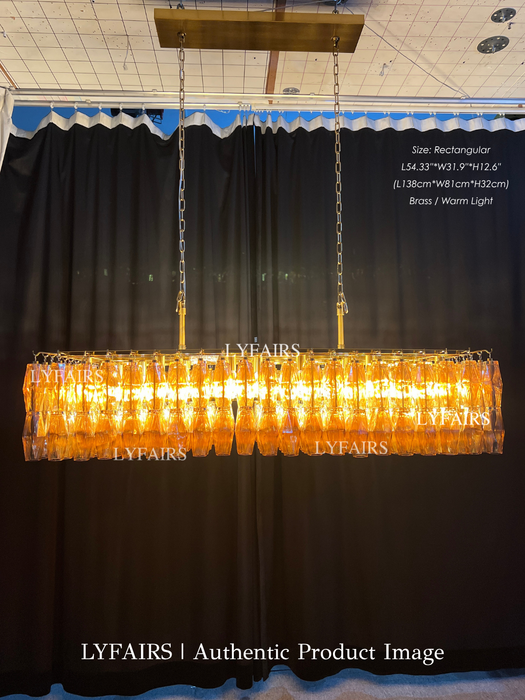 Modern Round/Rectangular/Funnel Smoke Glass Chandelier for Low-ceiling