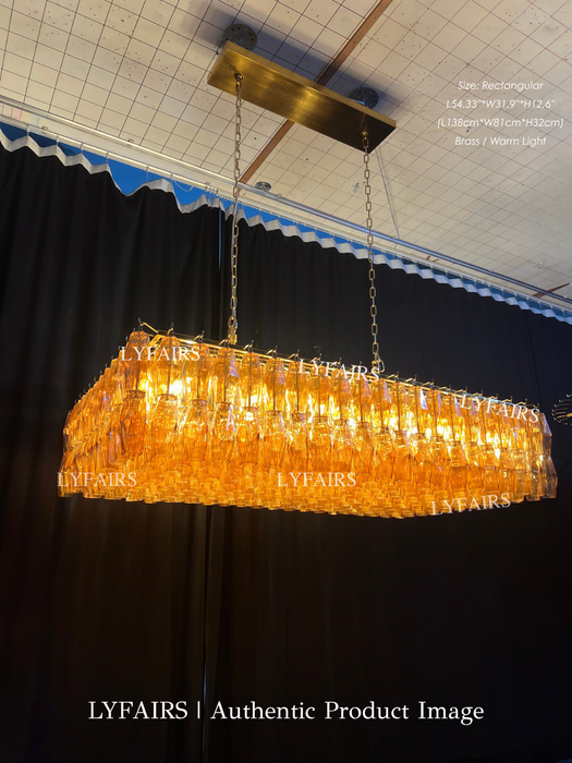 Modern Round/Rectangular/Funnel Smoke Glass Chandelier for Low-ceiling