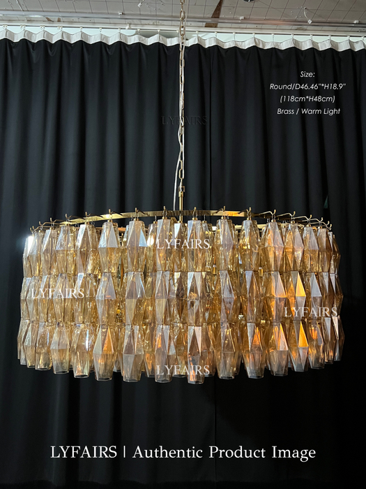 Modern Round/Rectangular/Funnel Smoke Glass Chandelier for Low-ceiling