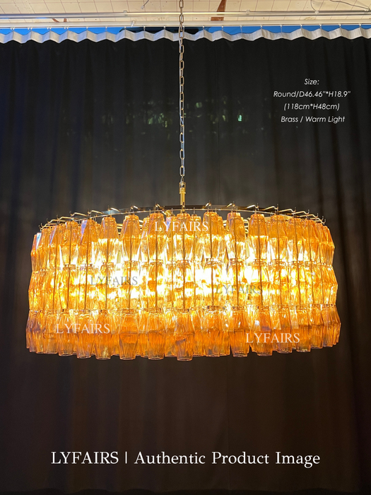 Modern Round/Rectangular/Funnel Smoke Glass Chandelier for Low-ceiling