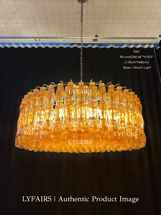 Modern Round/Rectangular/Funnel Smoke Glass Chandelier for Low-ceiling