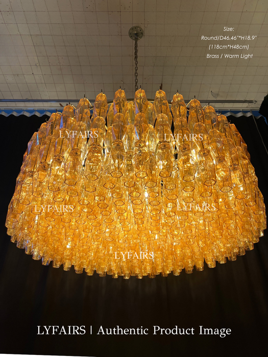 Modern Round/Rectangular/Funnel Smoke Glass Chandelier for Low-ceiling