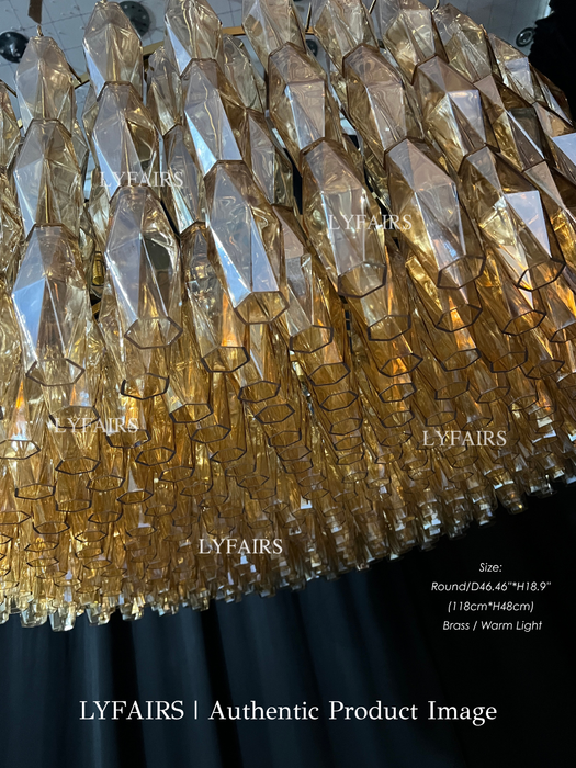 Modern Round/Rectangular/Funnel Smoke Glass Chandelier for Low-ceiling