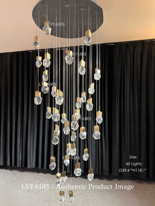 Lampadario di cristallo creativo di lusso moderno extra large per scale di edifici a 2 piani/duplex
