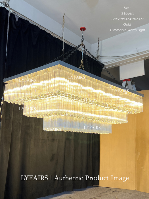 Modern 3-tier Flush Mounted Round Crystal Chandelier