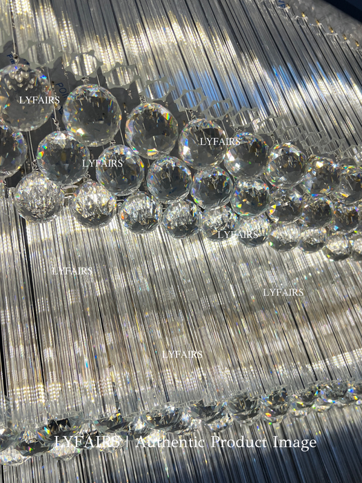 Modern 3-tier Flush Mounted Round Crystal Chandelier