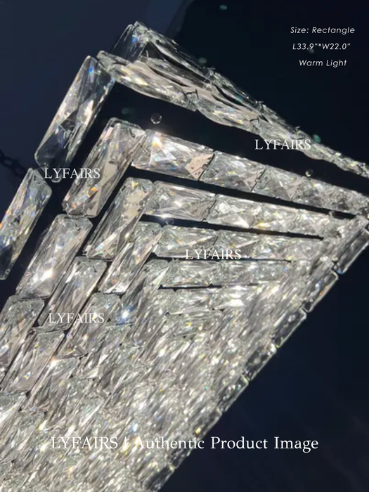 Luxury Modern Two-Layer Rectangle Flush Mount Crystal Chandelier