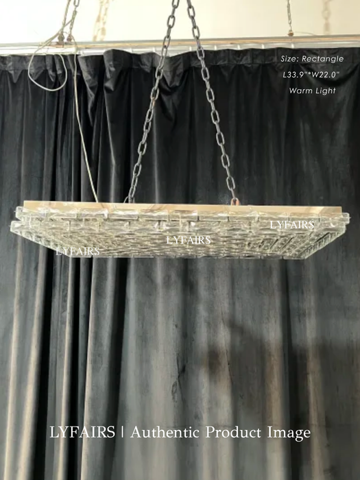 Luxury Modern Two-Layer Rectangle Flush Mount Crystal Chandelier