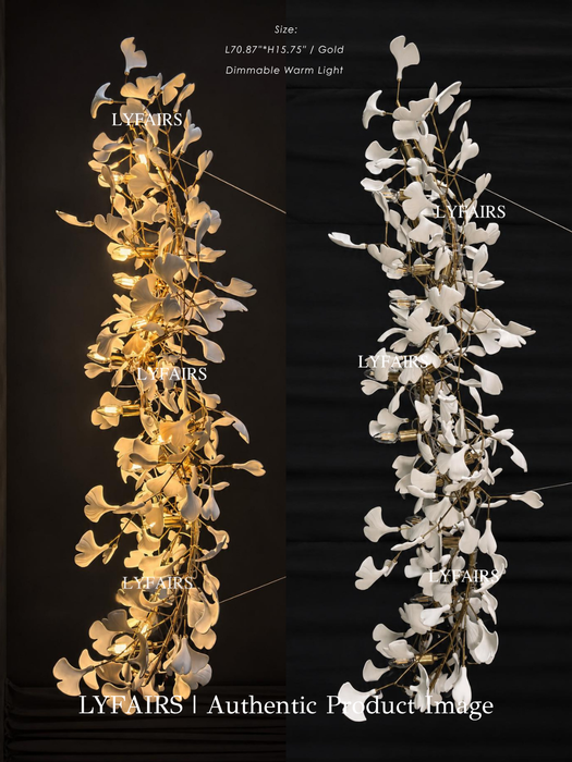 Statement Linear Ginkgo Ceramic Chandelier for Dining Room/Kitchen Island