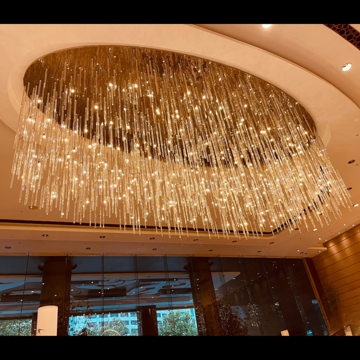 Luxury Grand Waterfall Cascading Strand Glass Chandelier