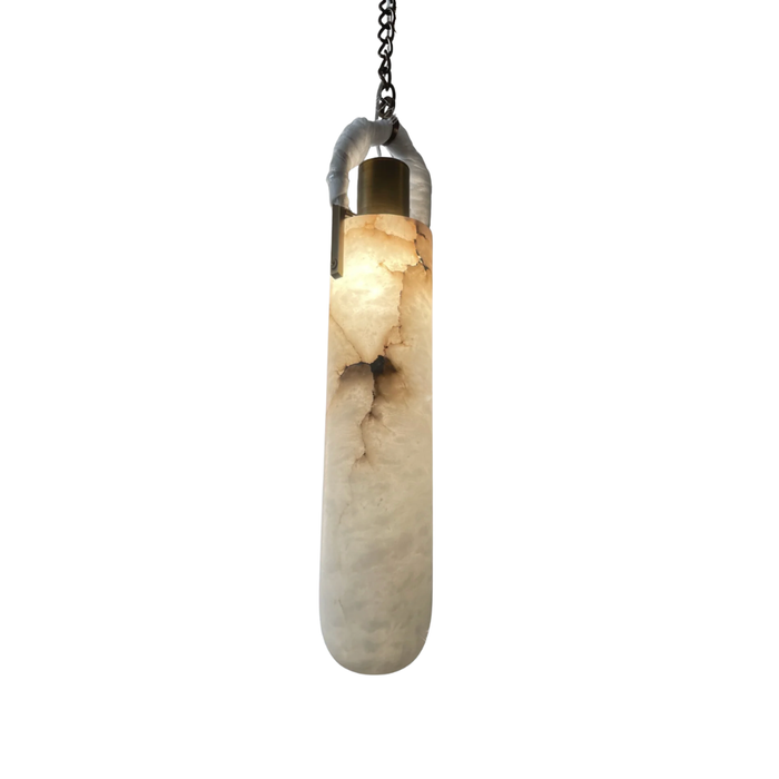 Modern Minimalist Natural Alabaster Cylinder Chain Cluster Ceiling Light