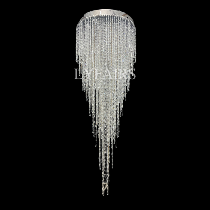 Modern Luxury Flush Mount Crystal Tassel Chandelier for Staircase/Living Room