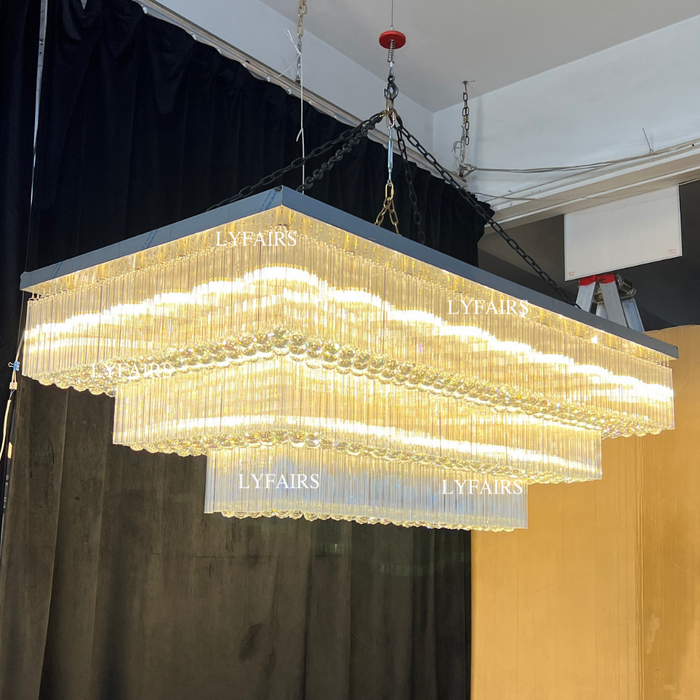 Modern 3-tier Flush Mounted Round Crystal Chandelier