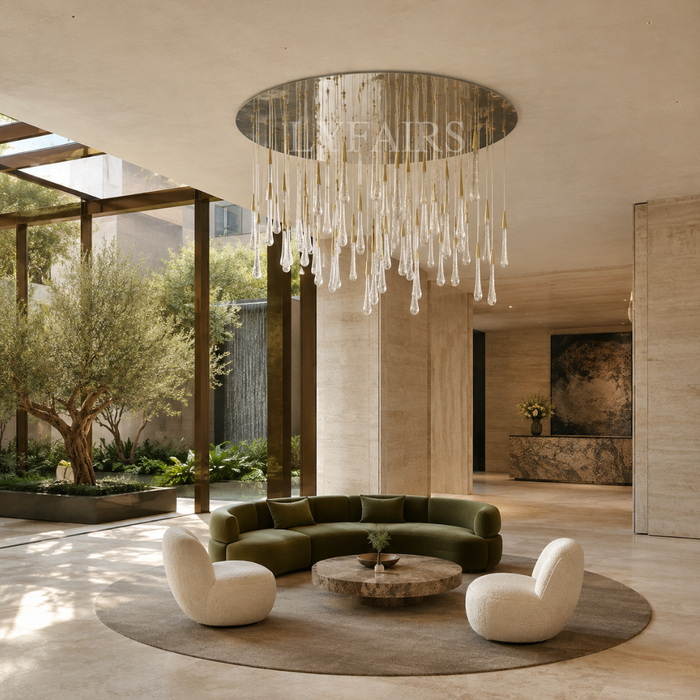 Oversized Modern Cascade Long Raindrop Crystal Chandelier