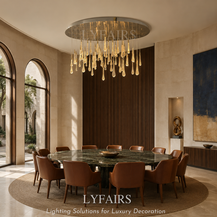 Oversized Modern Cascade Long Raindrop Crystal Chandelier