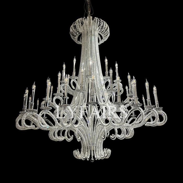Vintage Large Octopus Curved Branch Chrome Candle Crystal Chandelier