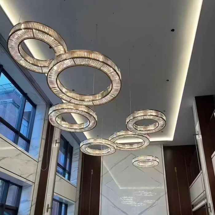 Modern Luxury Layered Fluted Crystal Ring Ceiling Light