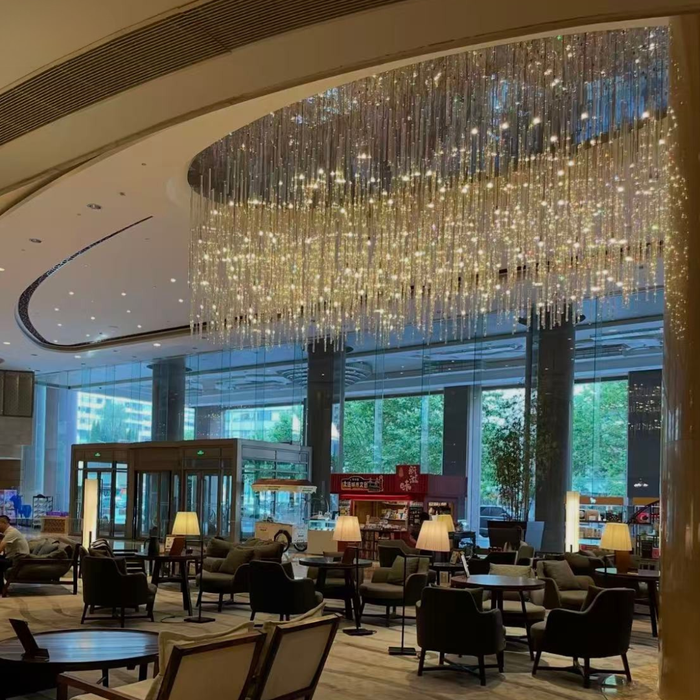 Luxury Grand Waterfall Cascading Strand Glass Chandelier