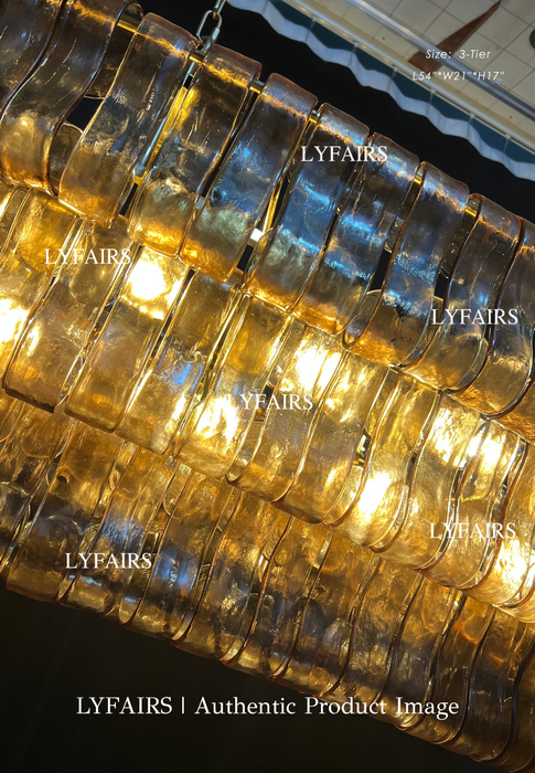 Modern Oval Clear/Smoky Gray Glass Chandelier for Low-ceiling