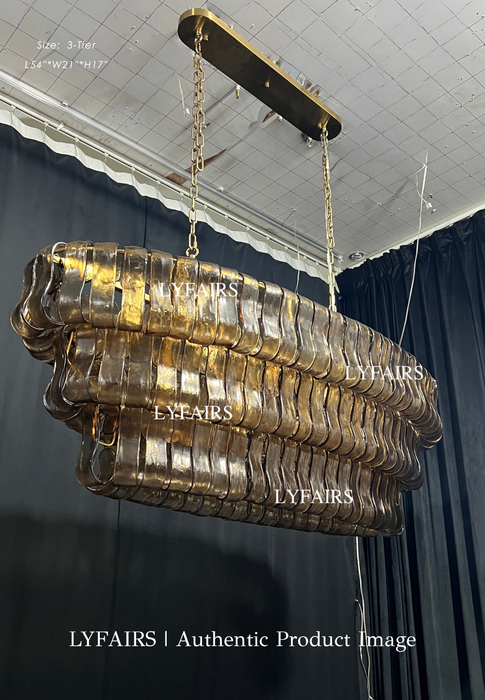 Modern Oval Clear/Smoky Gray Glass Chandelier for Low-ceiling