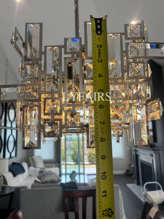Extra Large Art Irregular Block Collection Crystal Pendant Chandelier