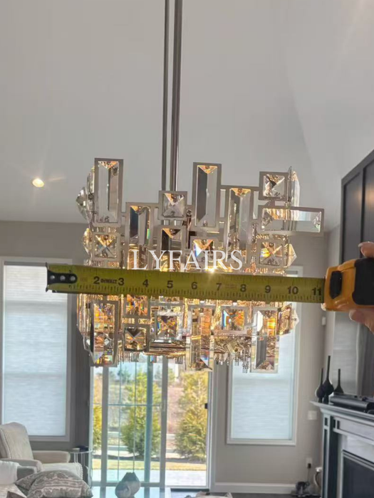 Extra Large Art Irregular Block Collection Crystal Pendant Chandelier
