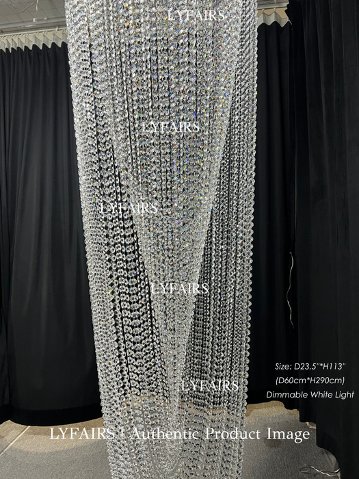 Luxury Waterfall Crystal Flush Mounted Chandelier for High Ceiling