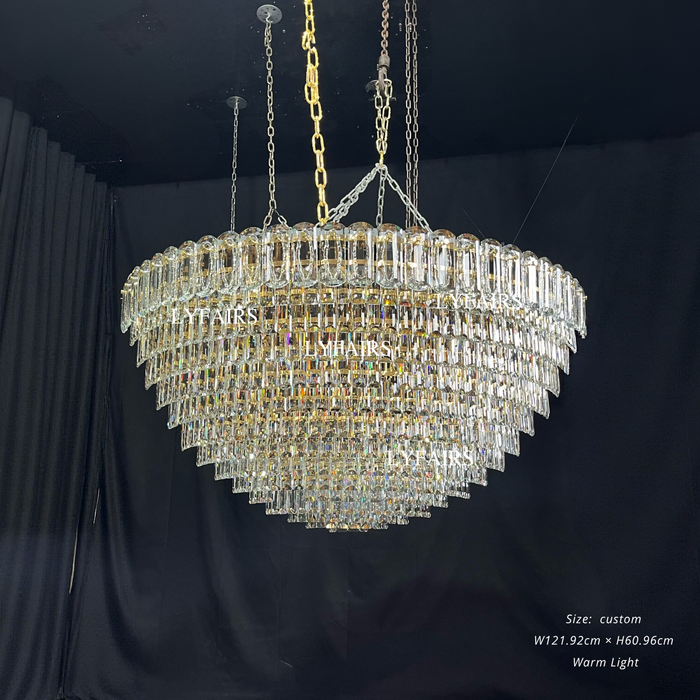 Golden Era Luxury Grand Fountain Crystal Chandelier for Staircase/Foyer/Living Room