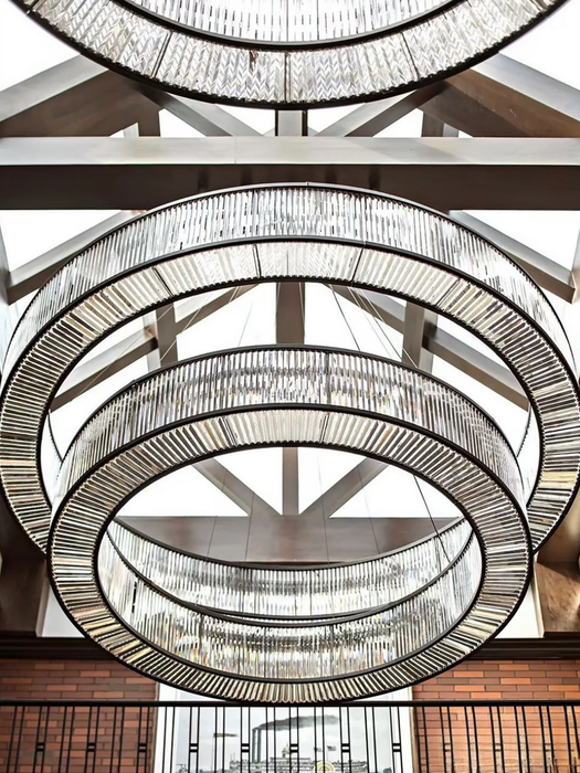 Modern Luxury Layered Fluted Crystal Ring Ceiling Light